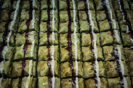 Jerusalem, Israel - February 17, 2026 Sweet delicacies of Mahane Yehuda, showcasing traditional...