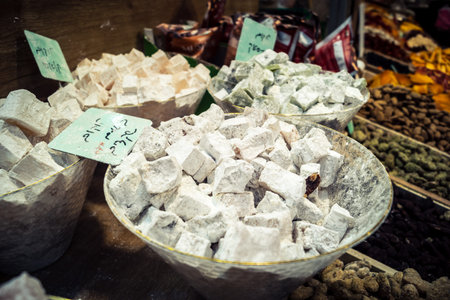 Jerusalem, Israel - February 17, 2026 Exploration of traditional dried fruits, vegetables and...
