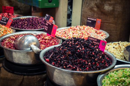 Jerusalem, Israel - February 17, 2026 Exploration of traditional spices at Mahane Yehuda Market,...