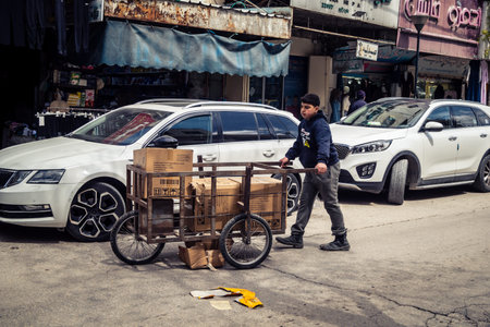 Hebron, West Bank, Palestine, March 31, 2026 Palestinian children are seen pushing metal shopping...