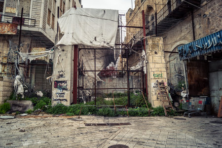 Hebron, West Bank, Palestine, April 01, 2026 The historic stone streets and ancient vaulted alleys...