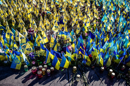 Kyiv, Ukraine, October 12, 20223 soldiers of the foreign legion in Ukraine, of American, Canadian...