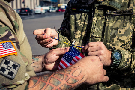 Kyiv, Ukraine, October 12, 20223 soldiers of the foreign legion in Ukraine, of American, Canadian...