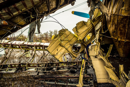 Kherson, Ukraine, November 21, 2022 Destruction of Kherson International Airport in Chornobaivka,...