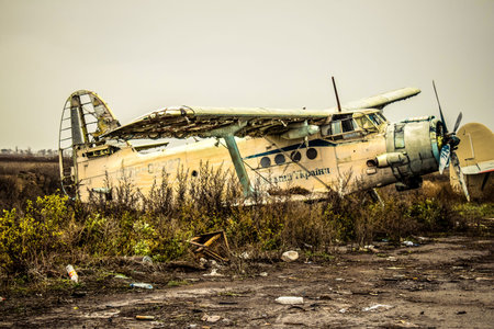 Kherson, Ukraine, November 21, 2022 Destruction of Kherson International Airport in Chornobaivka,...