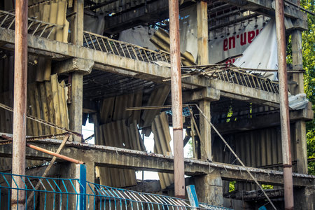Kharkiv, Ukraine, September 02, 2024 Aftermath of the Russian attack on a major sports complex. The...