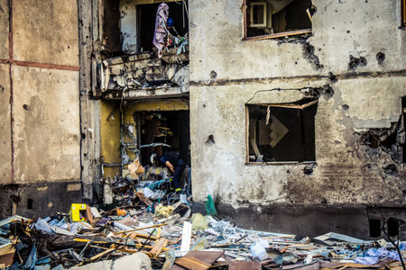 Kharkiv, Ukraine, September 22, 2024 Aftermath of the Russian attack on a residential building in...