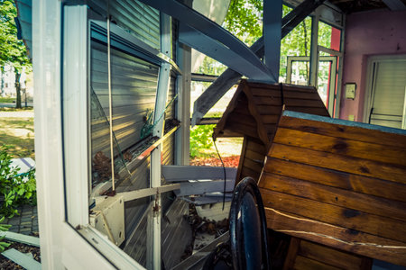Kharkiv, Ukraine, June 8, 2025 The rolling stock and buildings of the children's railway were...