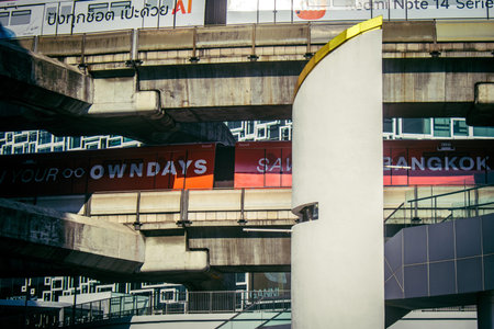 Bangkok, Thailand, March 02, 2025 The BTS Skytrain is a rapid transit system in Bangkok. The BTS...