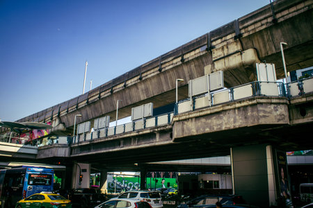 Bangkok, Thailand, March 02, 2025 The BTS Skytrain is a rapid transit system in Bangkok. The BTS...