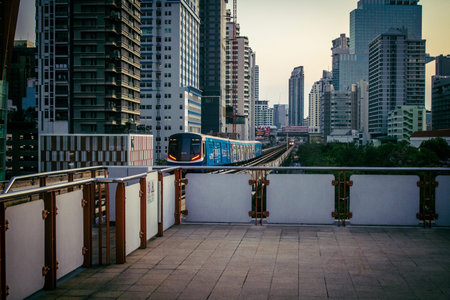 Bangkok, Thailand, March 02, 2025 The BTS Skytrain is a rapid transit system in Bangkok. The BTS...