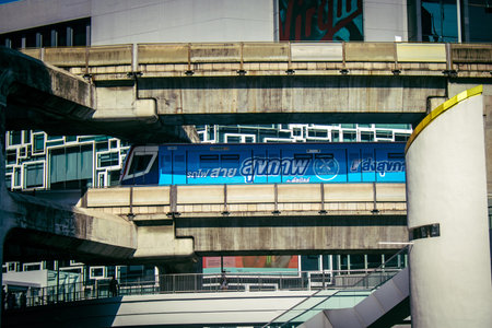 Bangkok, Thailand, March 02, 2025 The BTS Skytrain is a rapid transit system in Bangkok. The BTS...