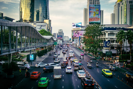 Bangkok, Thailand, March 01, 2025 Traffic jam in the streets of Bangkok, capital of Thailand....