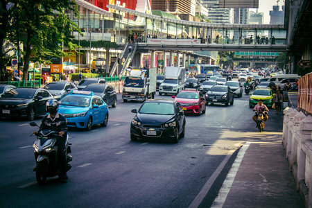 Bangkok, Thailand, March 01, 2025 Traffic jam in the streets of Bangkok, capital of Thailand....