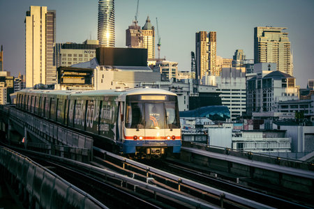 Bangkok, Thailand, March 02, 2025 The BTS Skytrain is a rapid transit system in Bangkok. The BTS...