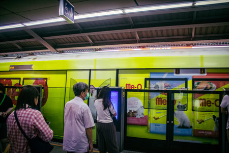 Bangkok, Thailand, March 02, 2025 The BTS Skytrain is a rapid transit system in Bangkok. The BTS...