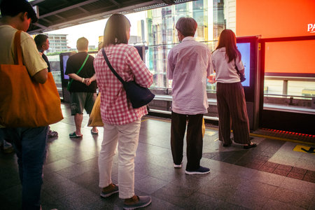 Bangkok, Thailand, March 02, 2025 The BTS Skytrain is a rapid transit system in Bangkok. The BTS...