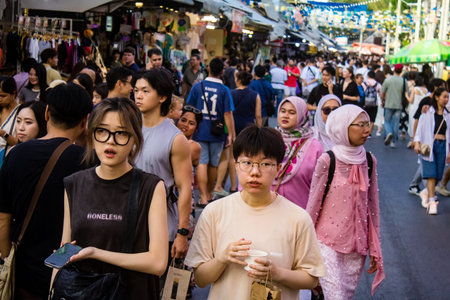 Bangkok, Thailand, December 12, 2024 People visiting the Chatuchak Weekend market in Bangkok....