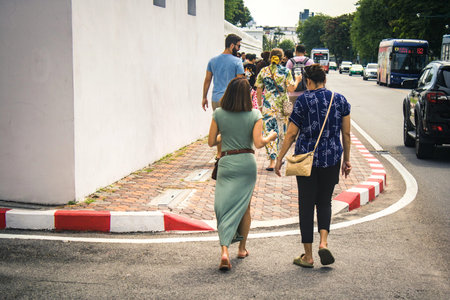 Bangkok, Thailand, November 26, 2024 People walking in the street of Bangkok, capital of Thailand....