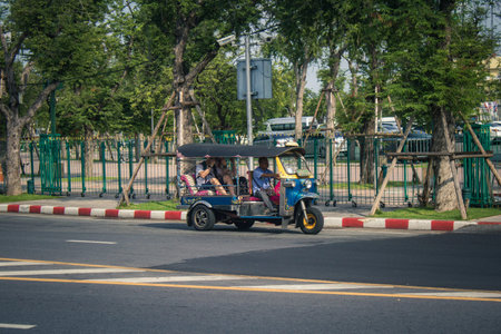 Bangkok, Thailand, November 25, 2024 Tuk Tuk rolling in the streets of Bangkok, capital of Thailand....