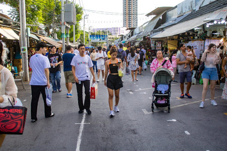 Bangkok, Thailand, December 12, 2024 People visiting the Chatuchak Weekend market in Bangkok....