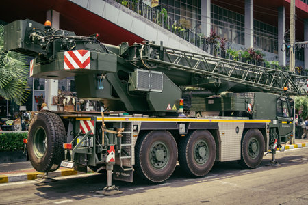 Bangkok, Thailand, March 29, 2025. Construction vehicles are being used at the site of a building...