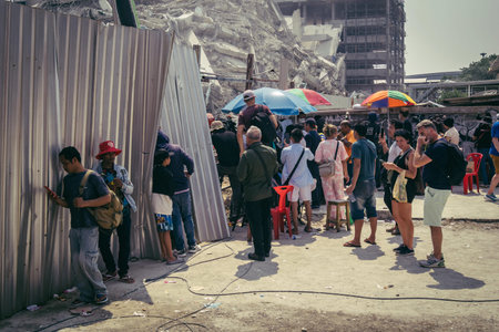 Bangkok, Thailand, March 29, 2025. Journalists from around the world are covering the disaster that...