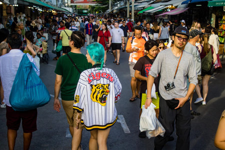 Bangkok, Thailand, December 12, 2024 People visiting the Chatuchak Weekend market in Bangkok....