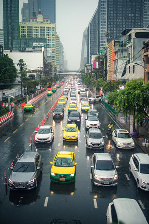 Bangkok, Thailand, November 25, 2024 Traffic jam in the streets of Bangkok, capital of Thailand....