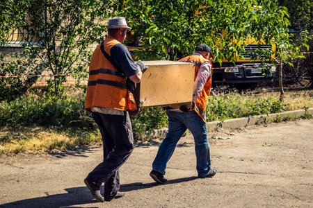 Kharkiv, Ukraine, June 11, 2025 Technical services are working on the damaged building in Kharkiv...