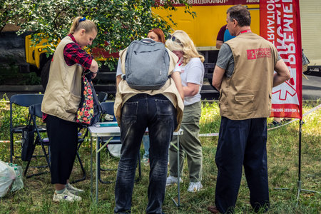 Kharkiv, Ukraine, June 11, 2025 First responders and NGOs are responding to the Russian attack....