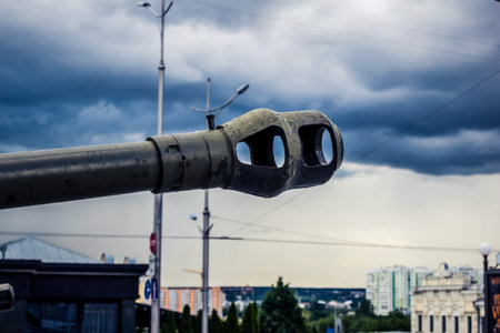 Kharkiv, Ukraine, June 21, 2025 World War II memorial made up of old tanks and artillery pieces....