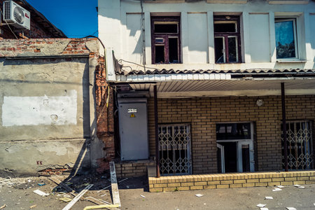 Kharkiv, Ukraine, July 7, 2025 The city center of Kharkiv was hit by Russian Shahed drones. The...