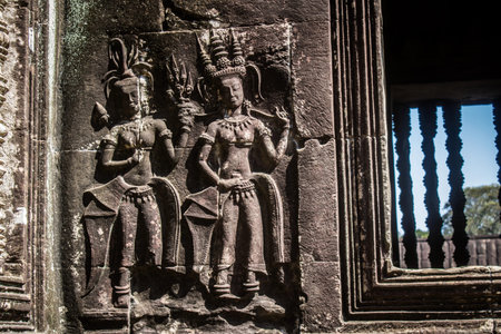 Siem reap, Cambodia, January 14, 2025 Architecture of Angkor Wat temple, a Hindu-Buddhist temple...