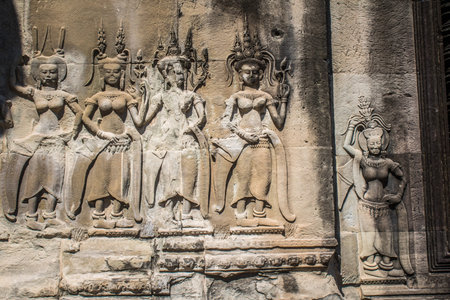 Siem reap, Cambodia, January 14, 2025 Architecture of Angkor Wat temple, a Hindu-Buddhist temple...