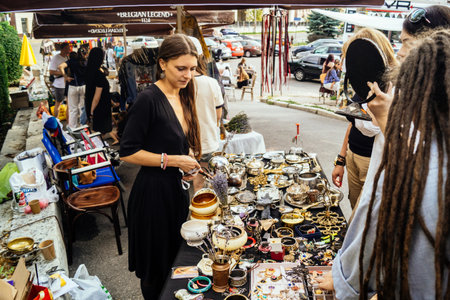Kharkiv, Ukraine, August 9, 2025 Flea market. A wide range of handicrafts made by locals are on offer. It s important to remember that the city is close to combat zones and is at risk of attack.