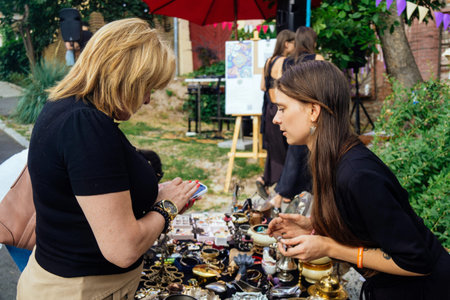 Kharkiv, Ukraine, August 9, 2025 Flea market. A wide range of handicrafts made by locals are on offer. It s important to remember that the city is close to combat zones and is at risk of attack.