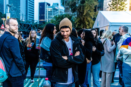Tel Aviv, Israel, February 23, 2024 People gather at Hostages Square in front of the Tel Aviv Museum of Art in memory of those kidnapped and held prisoner by Hamas in Gaza strip