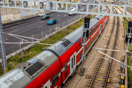 Tel Aviv, Israel - January 15, 2024 Train connecting Tel Aviv to Jerusalem, Israel is equipped with a modern and efficient railway network that connects all major cities