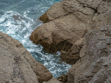 Cantabrian sea landscape, with a sky with some clouds. You can see the line of the horizon and part...