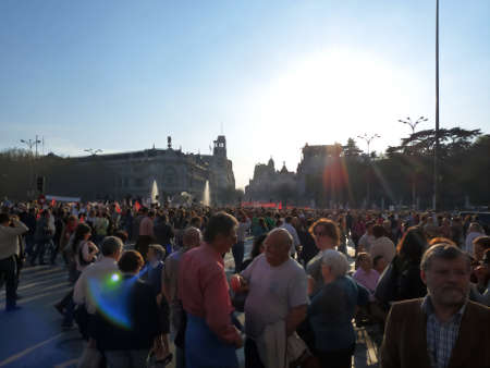 Madrid, Spain; March 29 2012. Massive demonstration during the general strike of 29-M in Madrid, led by the 15-M Movement. Photography taken on March 29 2012 in Madrid, Spainのeditorial素材