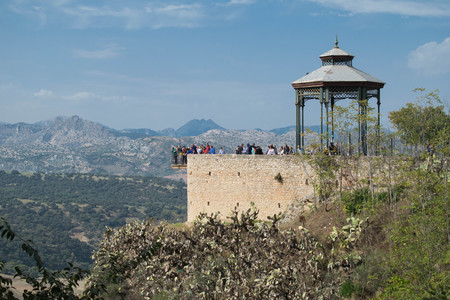 a close up shot of the viewpoint at Ronda, Spainの写真素材