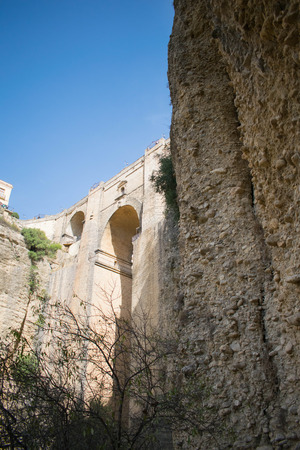 a shot taken whilst hiking under the bridge at Ronda, Spainの写真素材