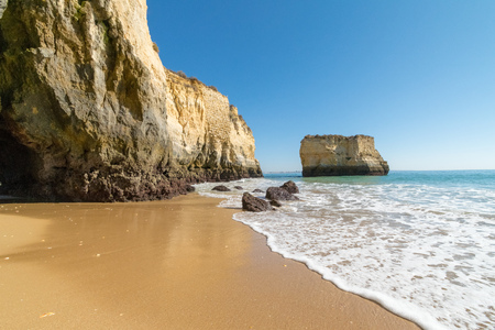 a tranquil beach scene from Lagos, Portugalの写真素材
