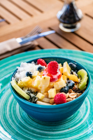 a close up macro image of a fruit bowlの写真素材