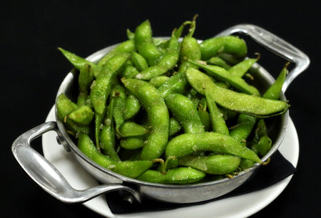 soybeans in the pod known as edamame ready for eating