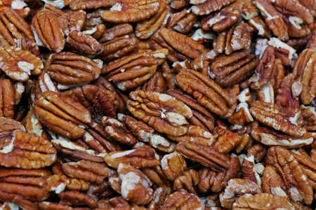 close up of healthy delicious pecan nuts for energy and healthy living