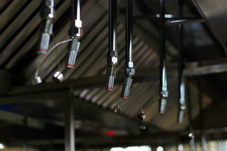 fire and safety equipment, emergency water dispenser nosil usually fixed in kitchen and warehousesの写真素材