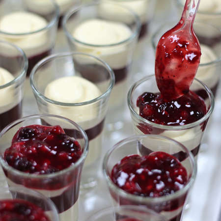 preparation of dessert in kitchen, pastry dishの写真素材