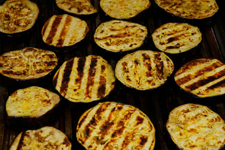 mediterranean grilled vegetables on a hot griddleの写真素材